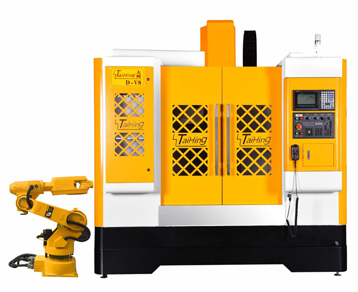 线轨机D-V8（三菱系统）—CNC850三轴线轨机(高速高精密零件立式加工中心机） （带油雾得理器） 主轴转速达18000转 ，带机械手